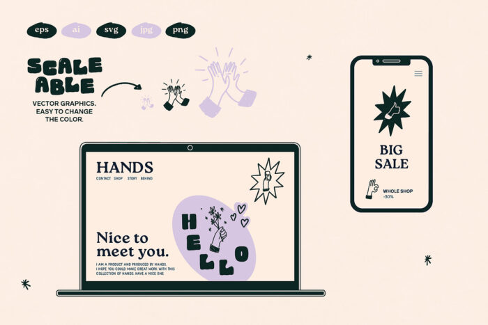 Hands Vector Illustration Set 2 Desigix Shop