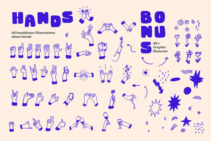Hands Vector Illustration Set 3 Desigix Shop