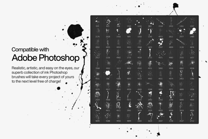 100 Ink Photoshop Brushes Image 2 Desigix Shop