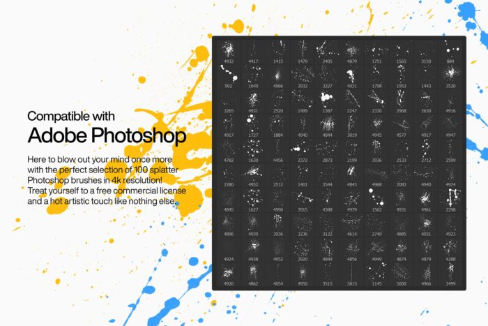 100 Splatter Photoshop Brushes Image 2 Desigix Shop
