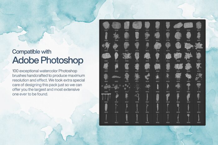 100 Watercolor Photoshop Brushes Image 2 Desigix Shop